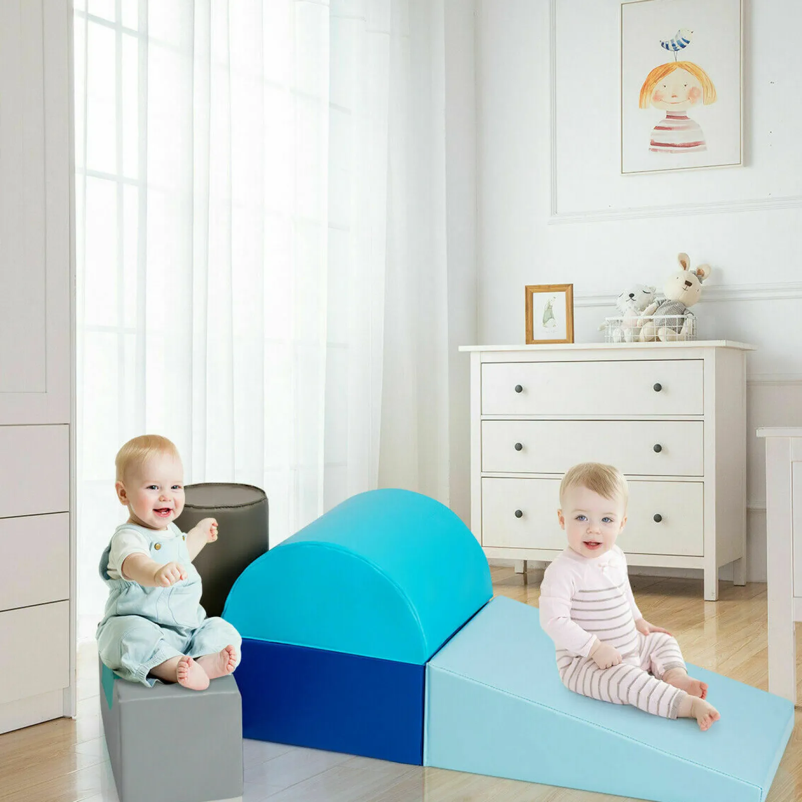 Kinder Little Helper Weiche Spielgeräte | 6-teiliges Montessori-Spielset aus Schaumstoff | Weiche Rutsche und Brücke | 1–3 Jahre
