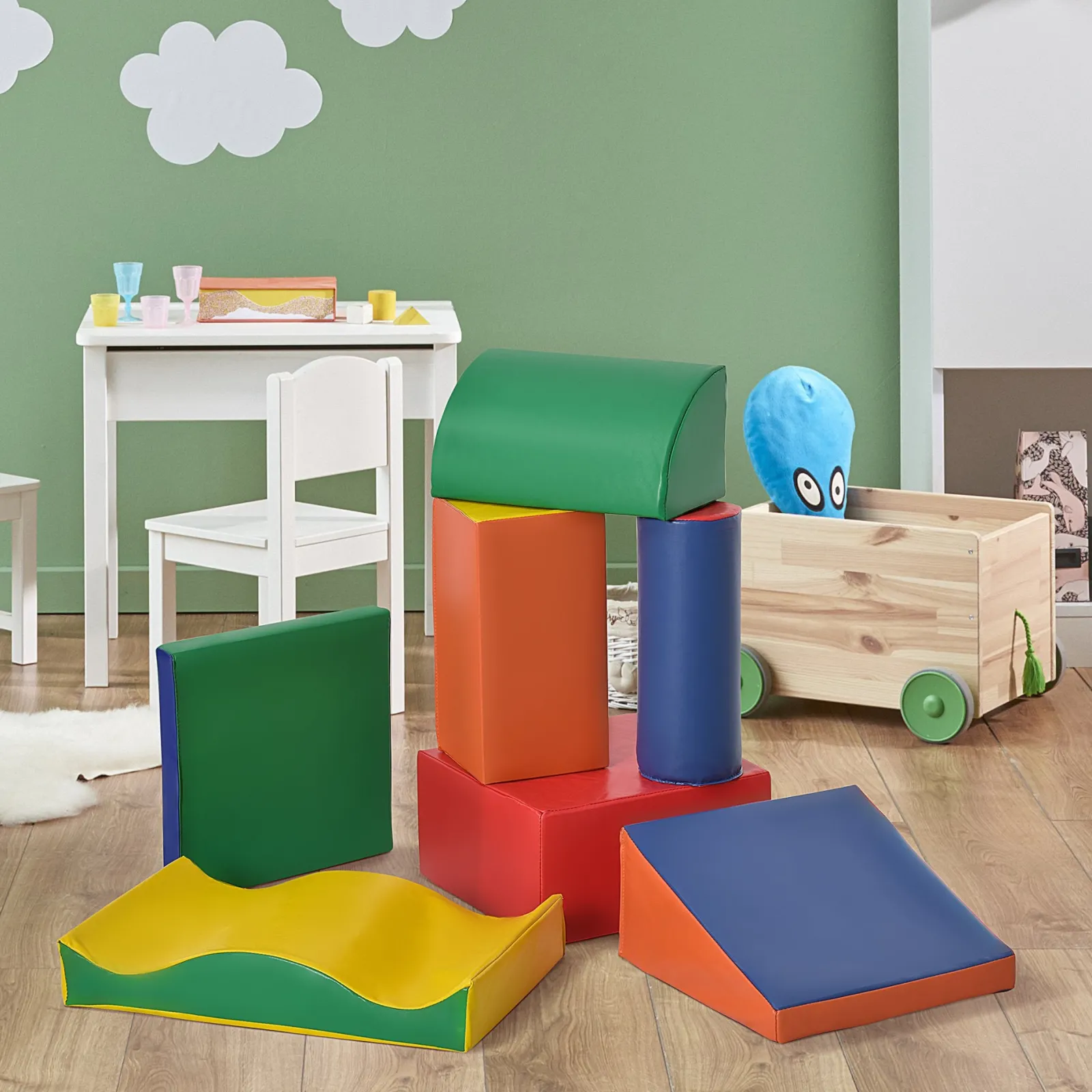Kinder Little Helper Weiche Spielgeräte für den Innenbereich | Montessori 7-teiliges Schaumstoff-Spielset | Primärfarben | 1–3 Jahre