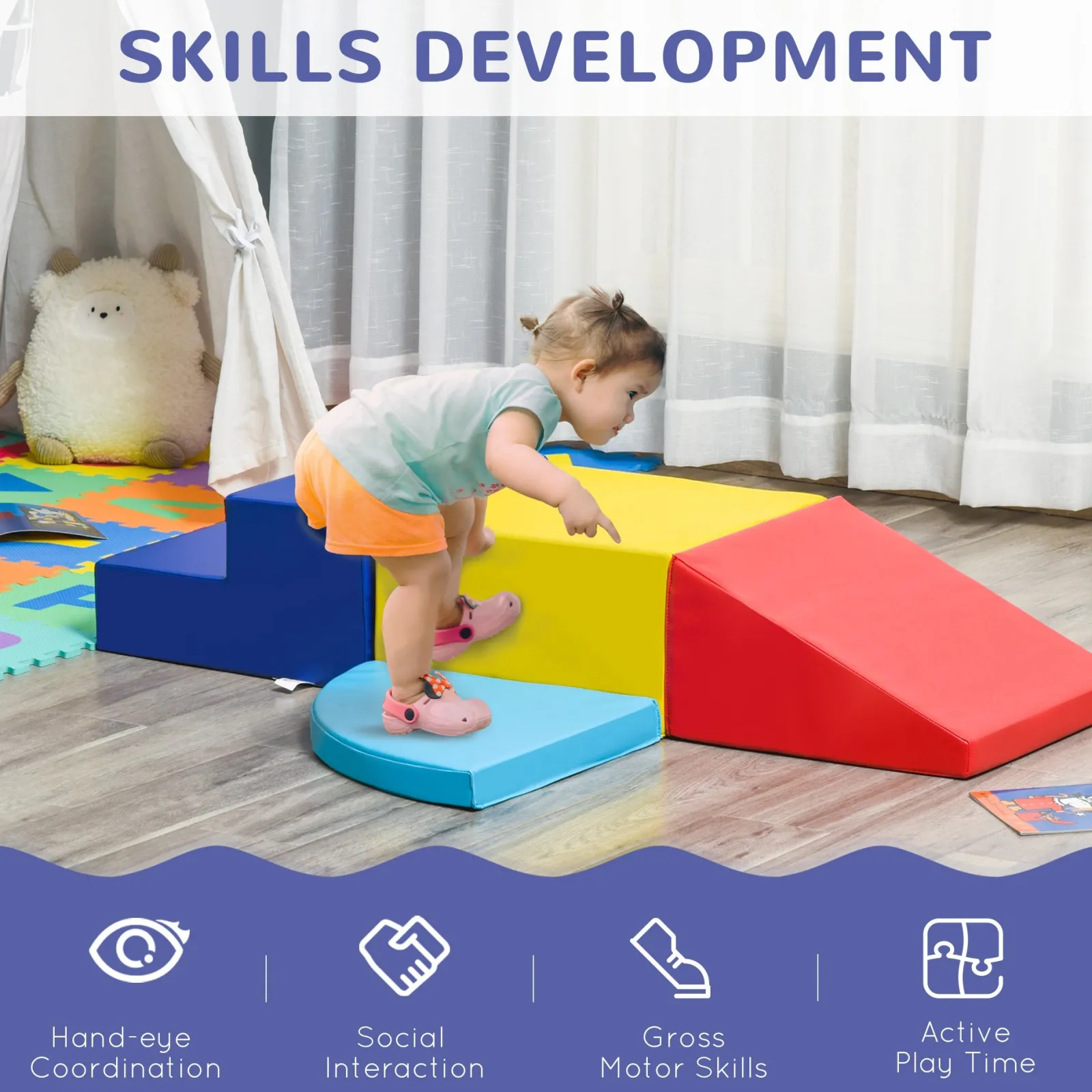 Kinder Little Helper Weiche Spielgeräte für den Innenbereich | 4-teiliges Montessori-Spielset aus Schaumstoff | Weiche Spielrutsche | 1–3 Jahre