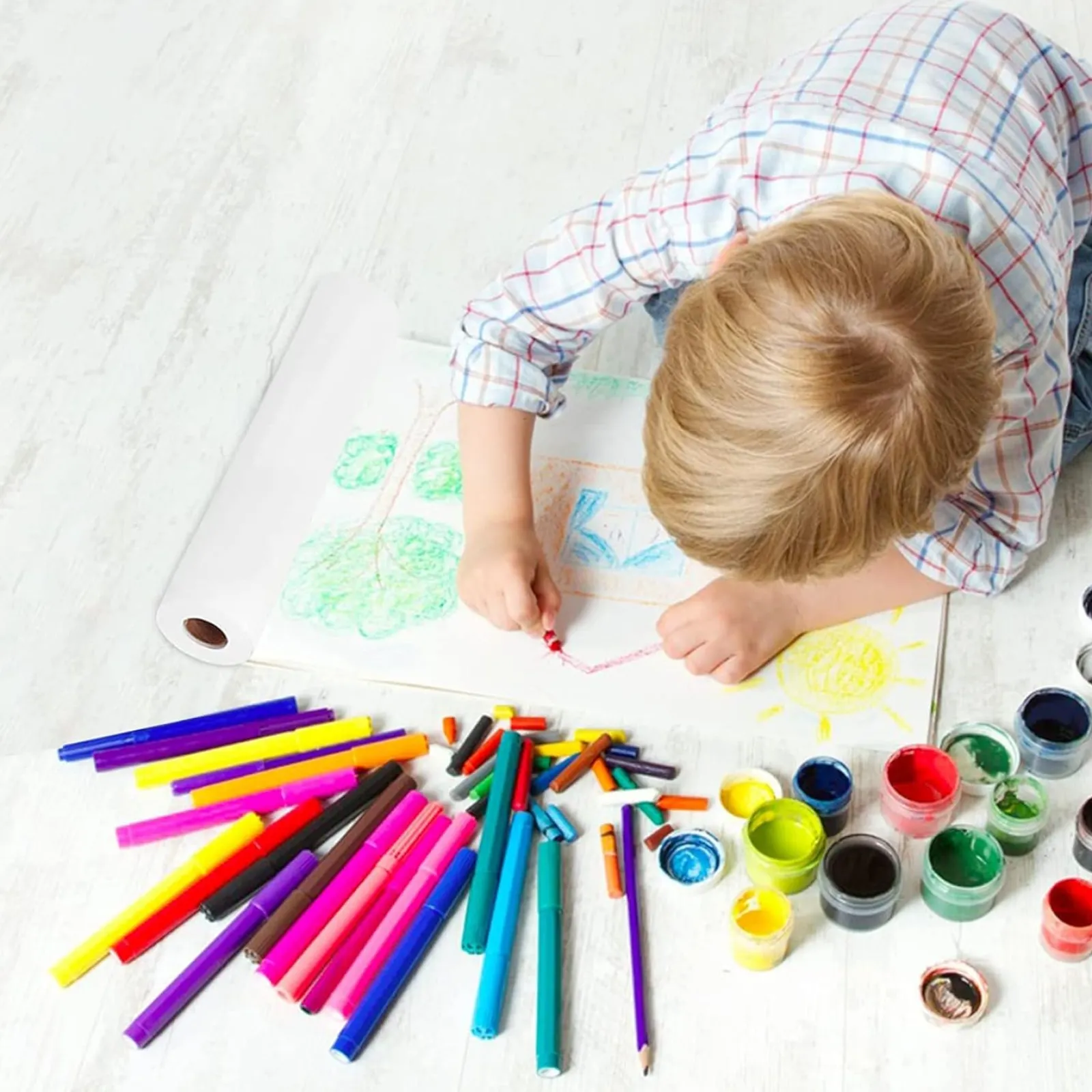 Kinder Little Helper Weißes Staffelei- und Tischpapier | 30 cm breit x 25 m lang | 70 g/m²