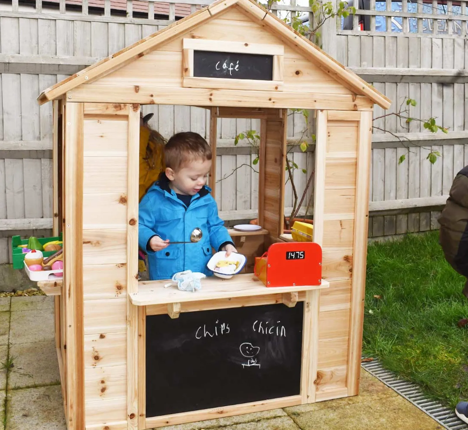 Little Helper Wunderschön gefertigtes Montessori-Spielhaus aus Naturholz für Kinder | Café | Geschäft | 18m+