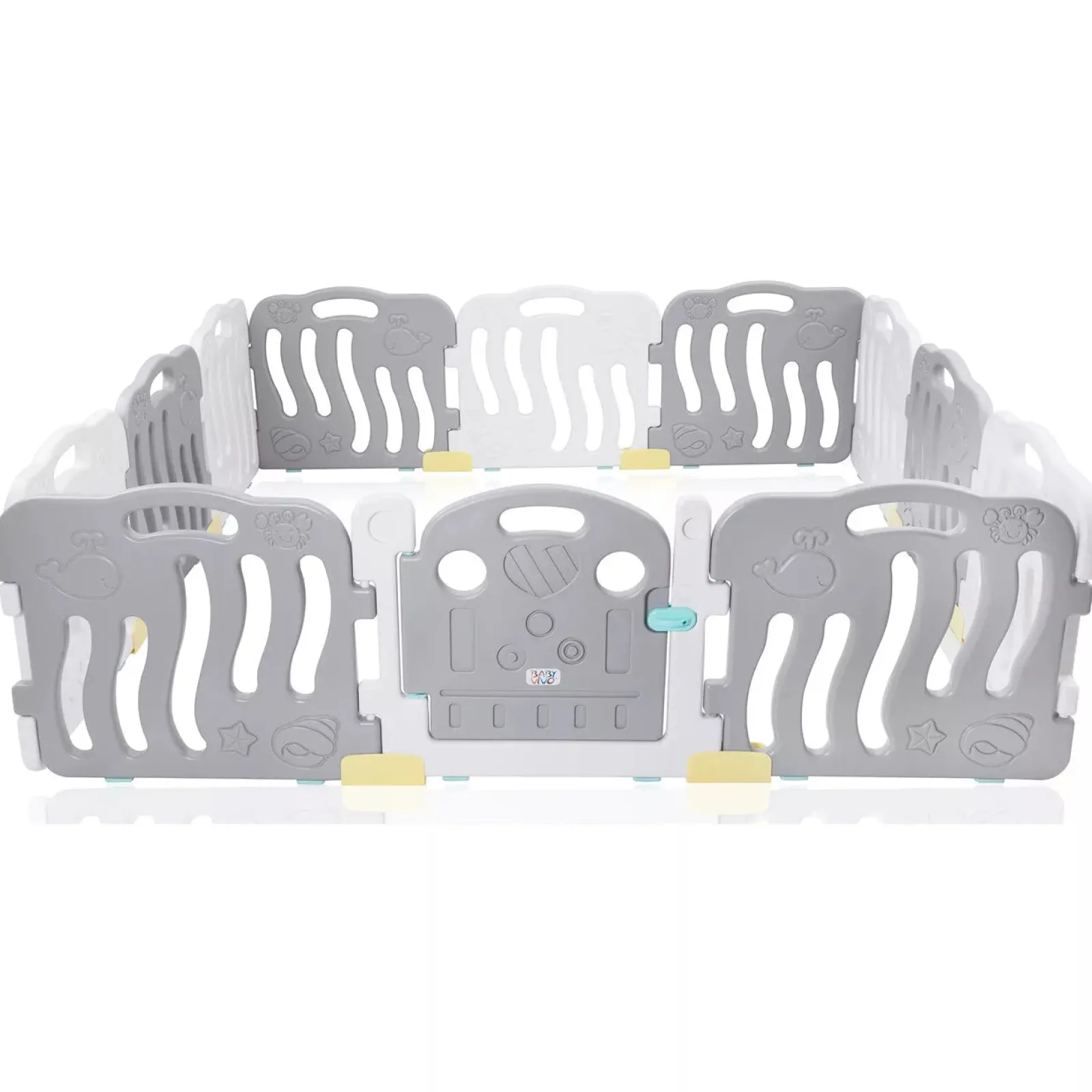 Kinder Little Helper XXL 18 Paneele BPA-freier faltbarer Baby-Laufstall und Bällebad | Modular | Grau & Weiß | 3-36m