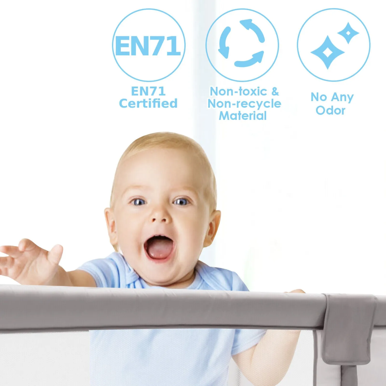 Kinder Little Helper XXL Baby Laufstall und Bällebad | 50 Bälle GRATIS & 4 Aufziehringe GRATIS | 2m x 1,92m | Grau