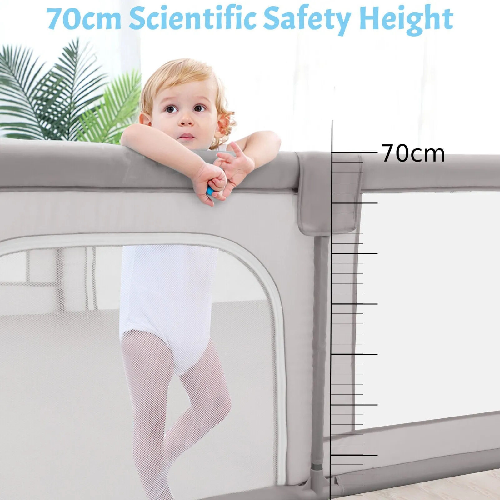 Kinder Little Helper XXL Baby Laufstall und Bällebad | 50 Bälle GRATIS & 4 Aufziehringe GRATIS | 2m x 1,92m | Grau