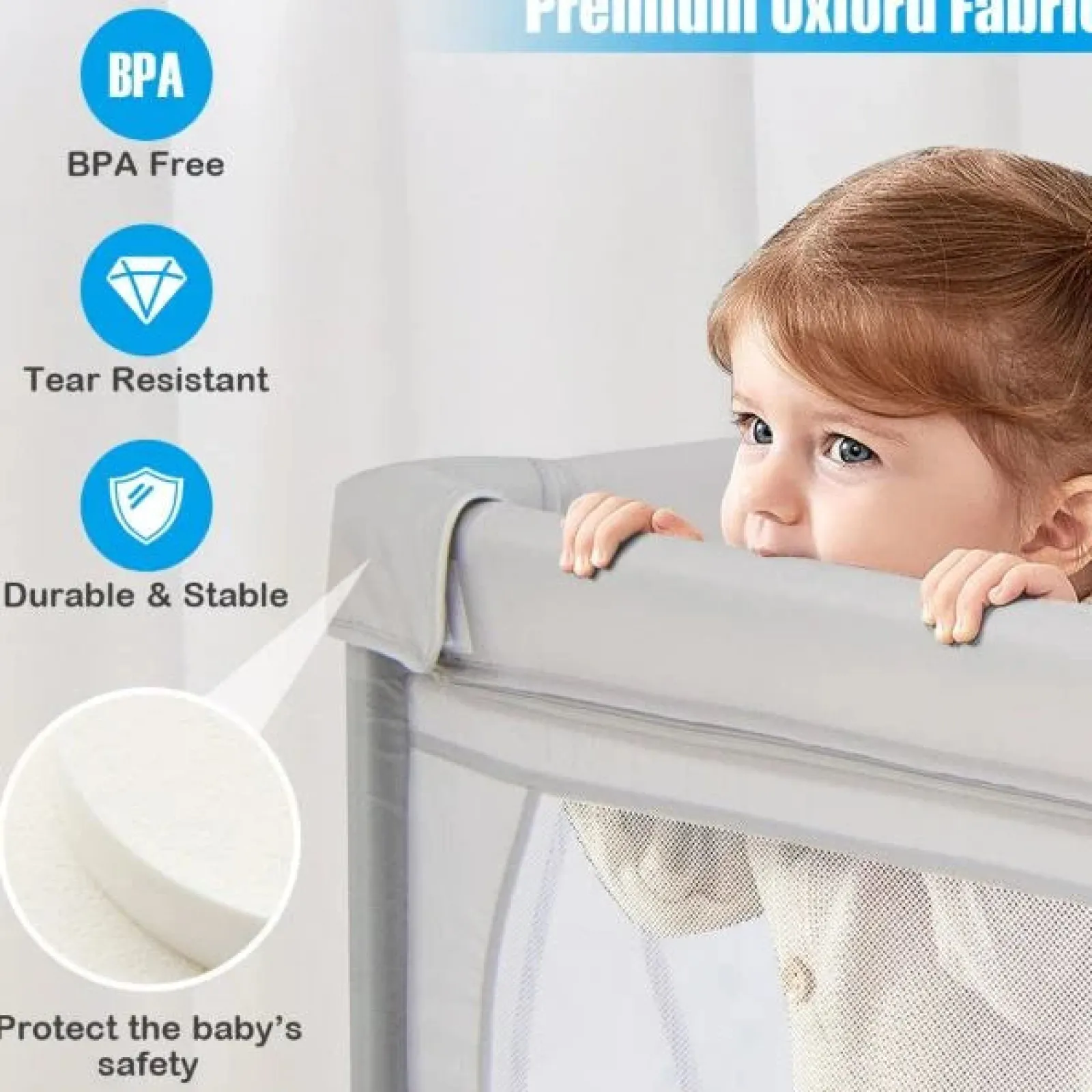 Kinder Little Helper XXL Baby Laufstall und Bällebad mit Tragetasche & Aufziehringen | Netzgewebe | 2,0 x 1,47 m | Polar Pals | Grau