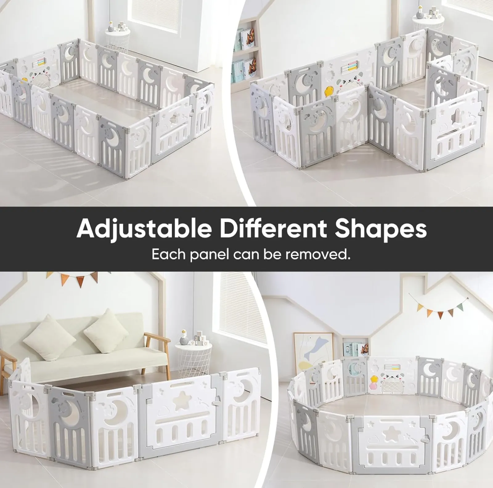 Kinder Little Helper XXL faltbarer Baby-Laufstall und Bällebad | Modular | Grau & Weiß | Ab 6 Monaten