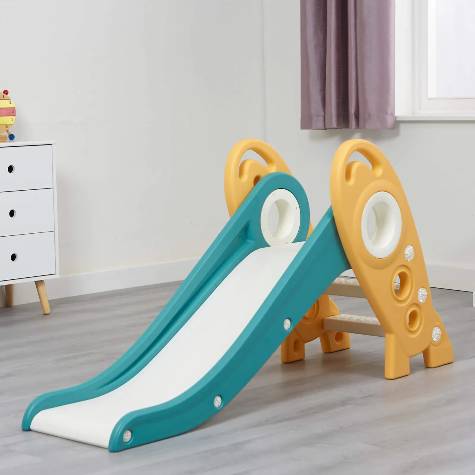 Kinder Little Helper Zusammenklappbare Montessori-Rutsche für Kinder | umweltbewusste Raketenrutsche | drinnen und draußen | mehrfarbig | ab 24m